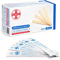 AIESI® Depresores de madera ESTERILES de un solo uso (Paquete de 100 piezas)